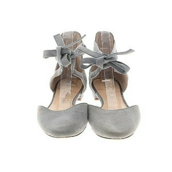 Sole Society So Pauly ballet flat suede sz 9.5 block heel ankle wrap - Picture 2 of 12